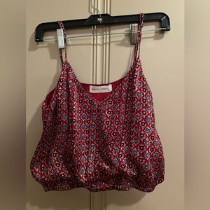 Red and blue smocked skirt set with top